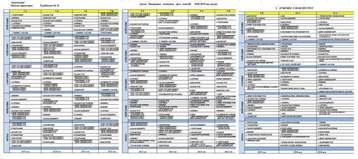 Сабақ кестесі 2018-2019